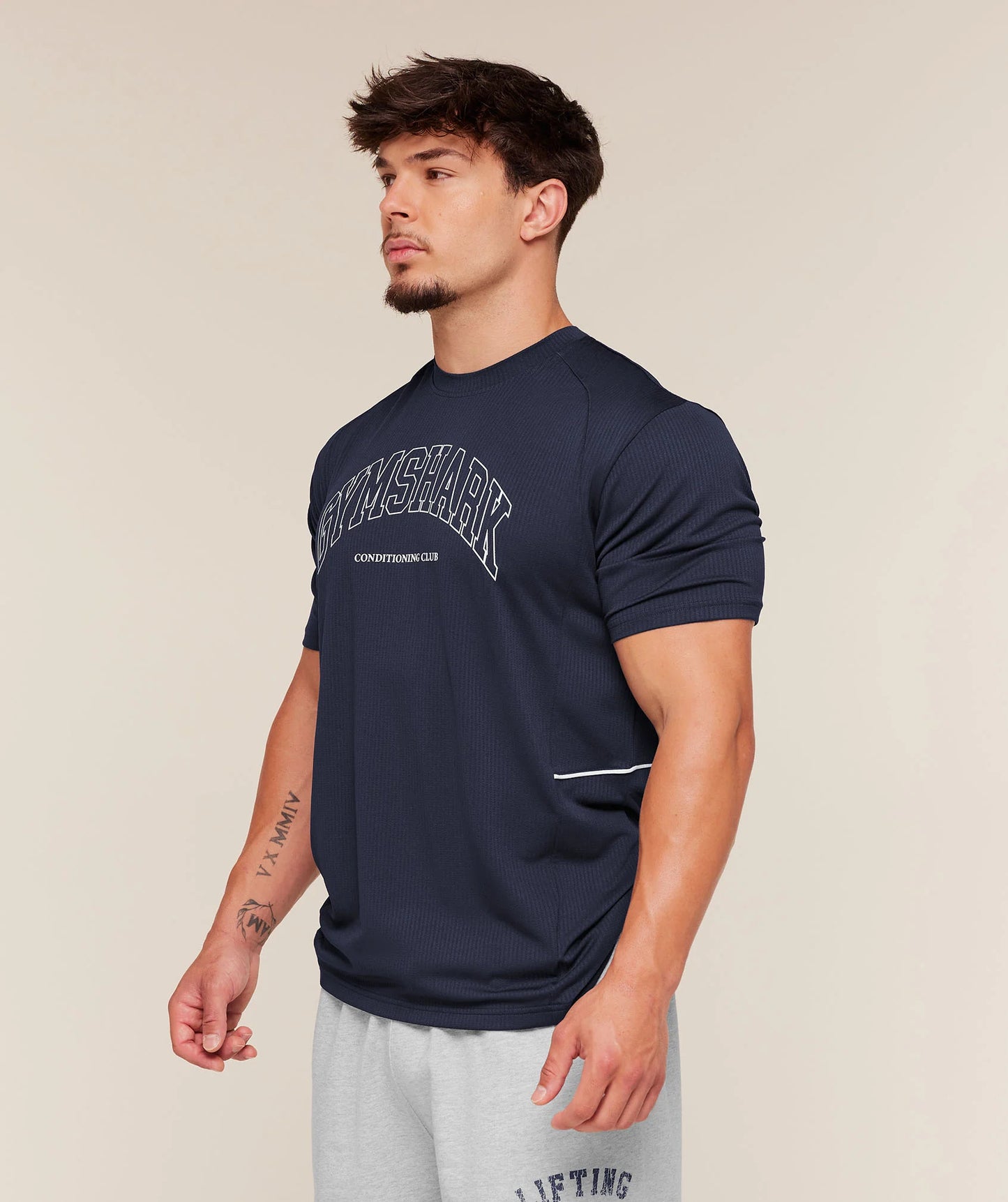 GYMSHARK Collegiate Tech T-Shirt Heavy Blue
