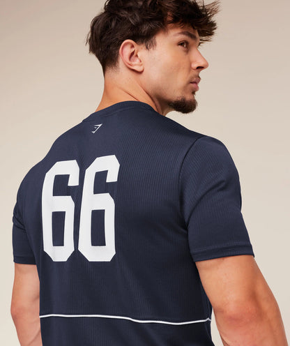 GYMSHARK Collegiate Tech T-Shirt Heavy Blue