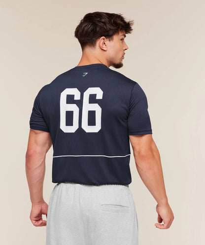 GYMSHARK Collegiate Tech T-Shirt Heavy Blue