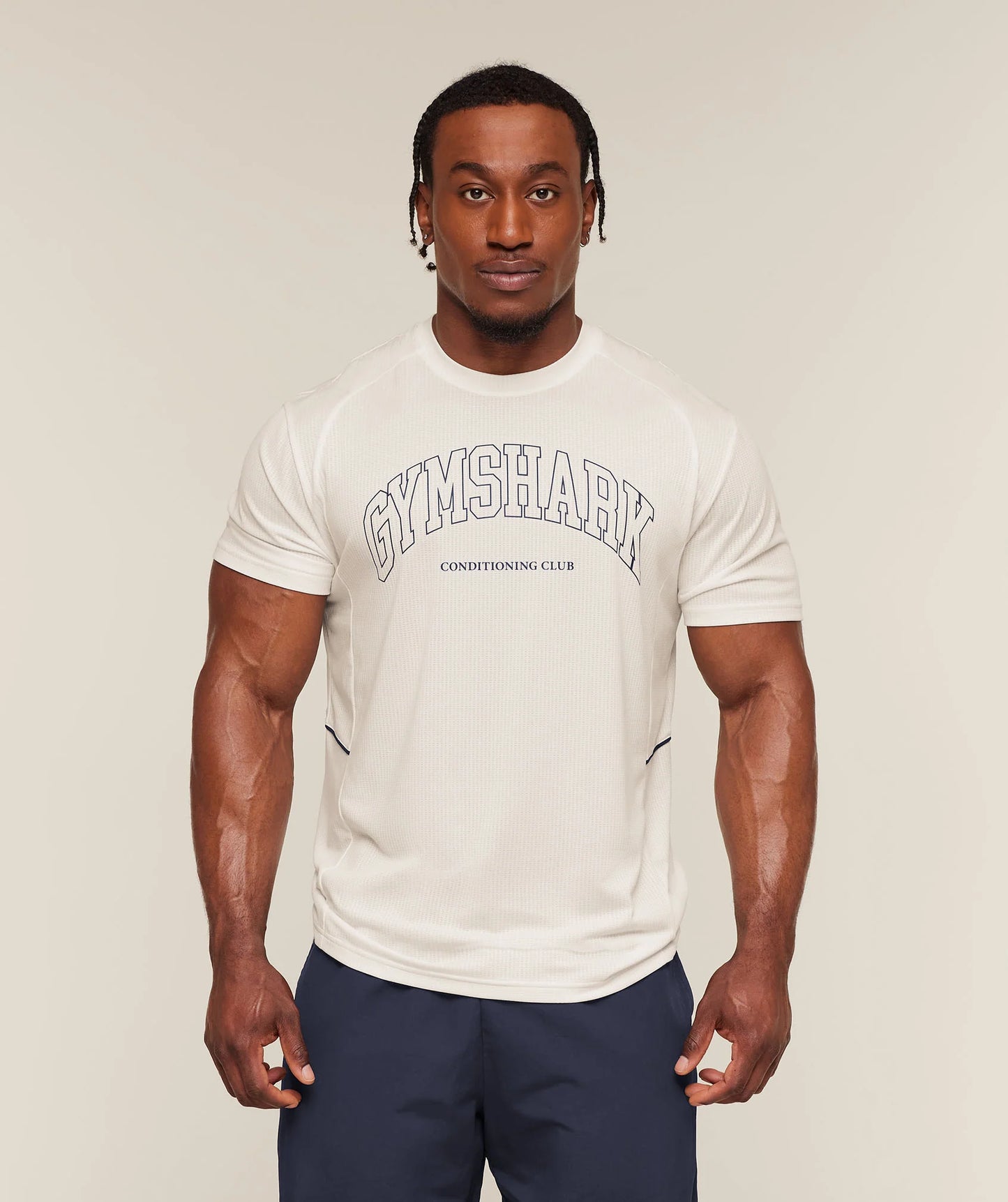 GYMSHARK Collegiate Tech T-Shirt Soft White