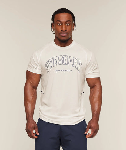 GYMSHARK Collegiate Tech T-Shirt Soft White