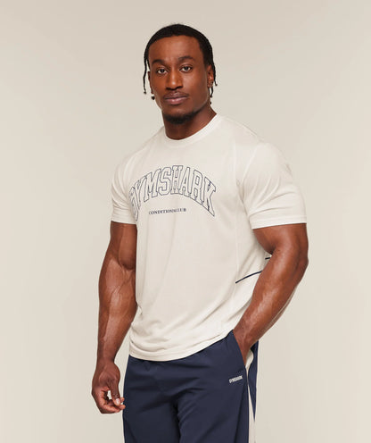 GYMSHARK Collegiate Tech T-Shirt Soft White