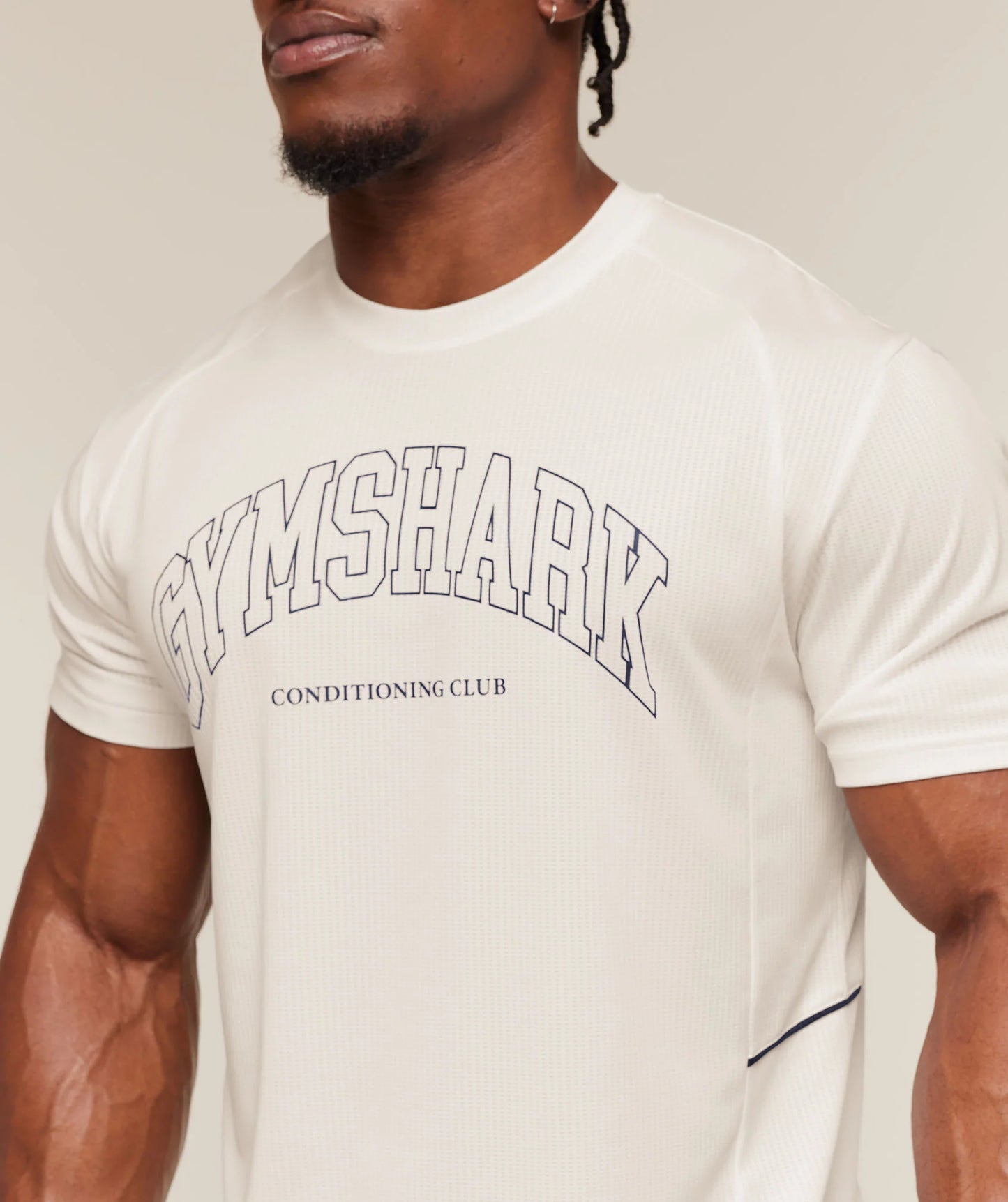 GYMSHARK Collegiate Tech T-Shirt Soft White