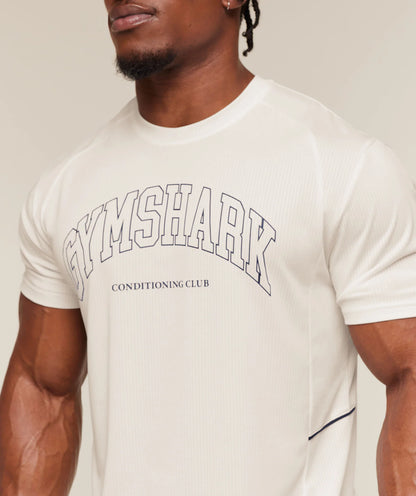 GYMSHARK Collegiate Tech T-Shirt Soft White