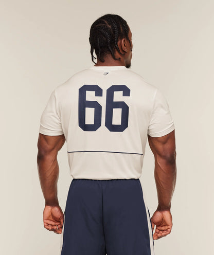 GYMSHARK Collegiate Tech T-Shirt Soft White