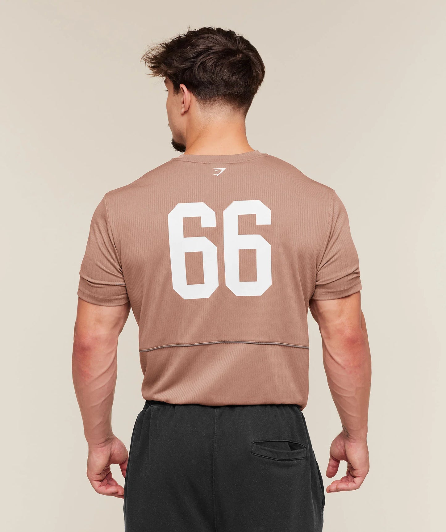 GYMSHARK Collegiate Tech T-Shirt Taupe Brown