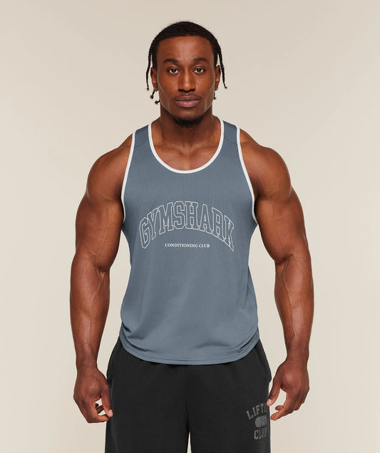 GYMSHARK Collegiate Tech Tank Iron Blue