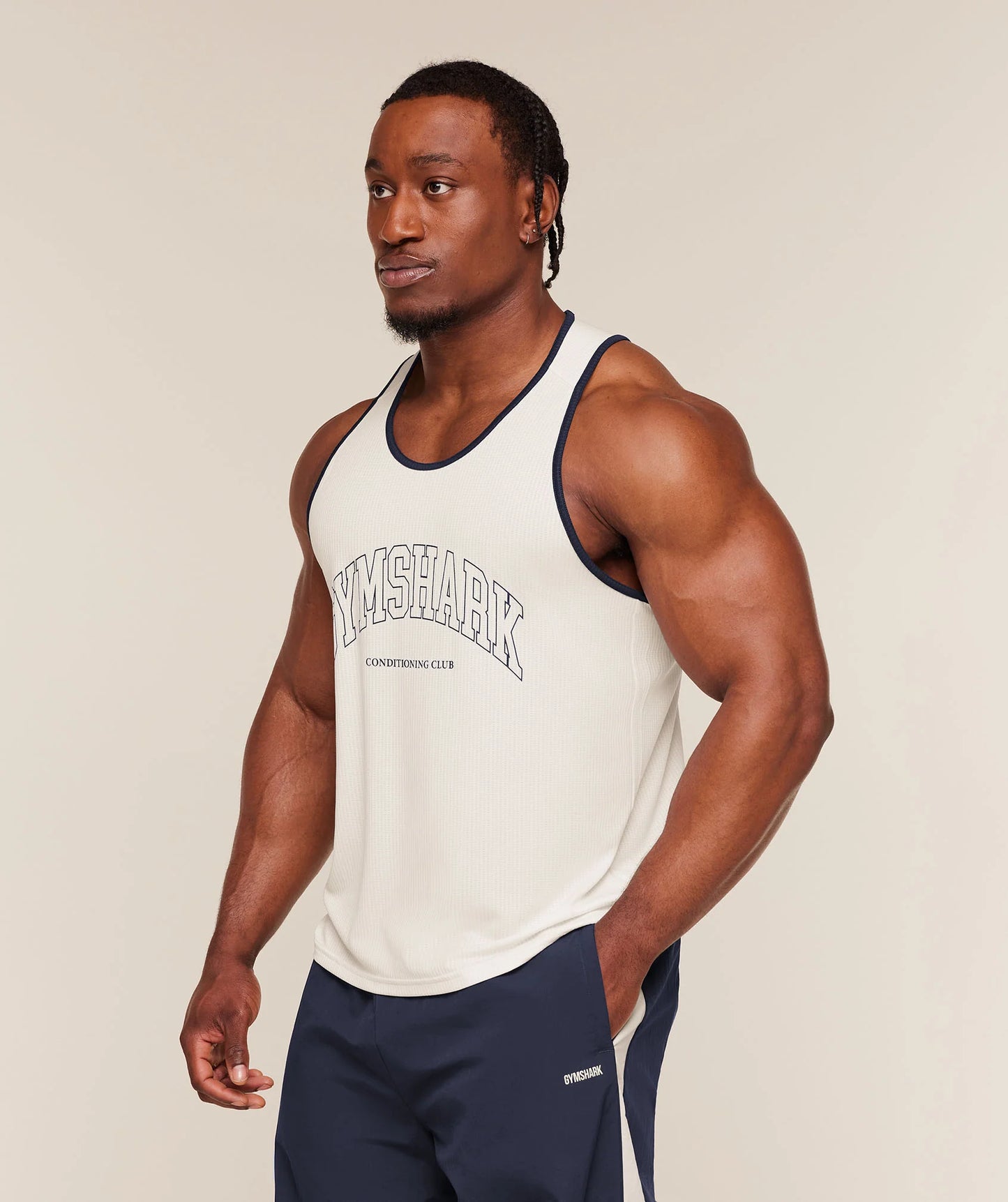 GYMSHARK Collegiate Tech Tank Soft White