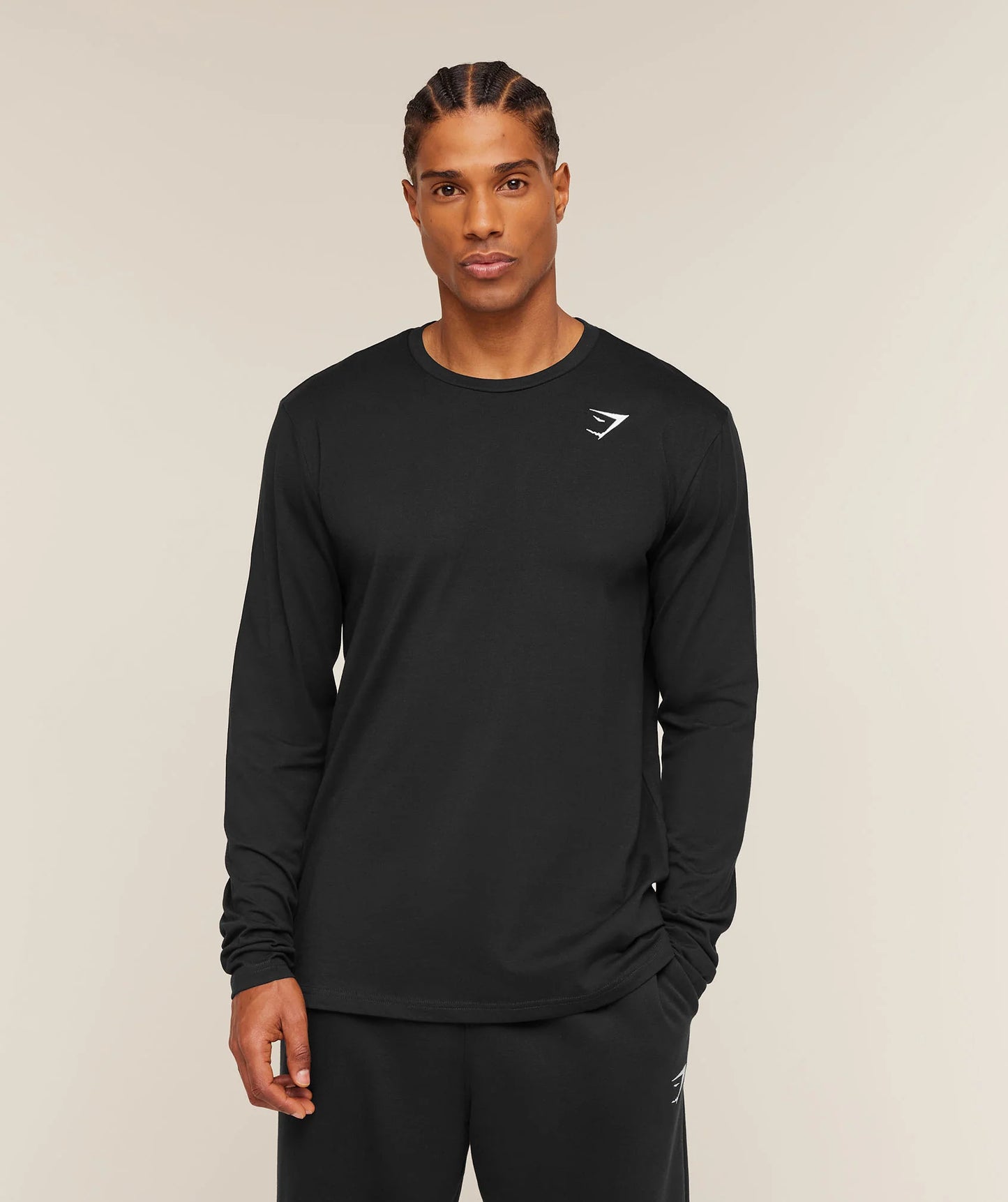 GYMSHARK Crest Long Sleeve T-Shirt Black
