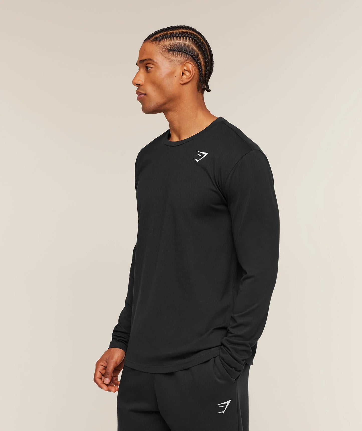 GYMSHARK Crest Long Sleeve T-Shirt Black