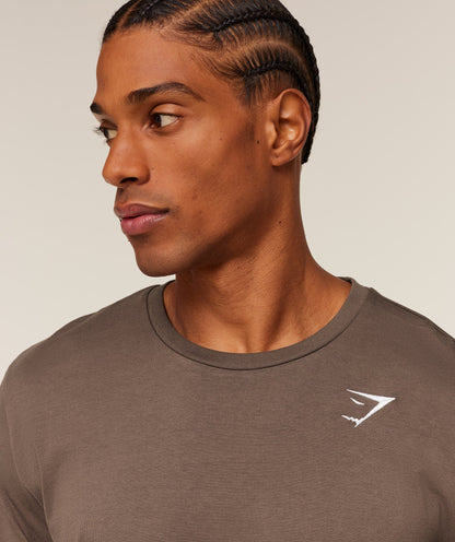 GYMSHARK Crest Long Sleeve T-Shirt Soft Brown