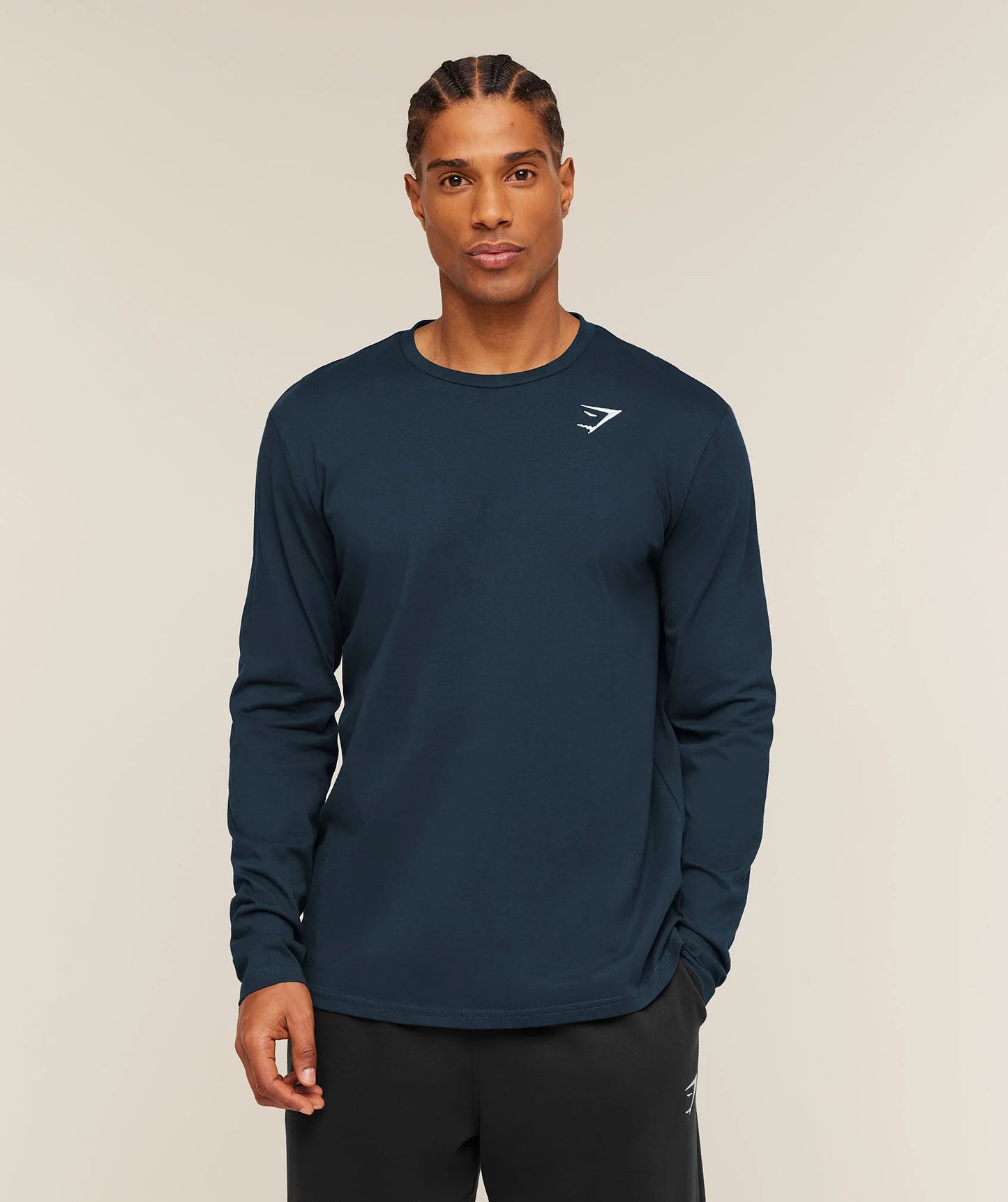 GYMSHARK Crest Long Sleeve T-Shirt Navy
