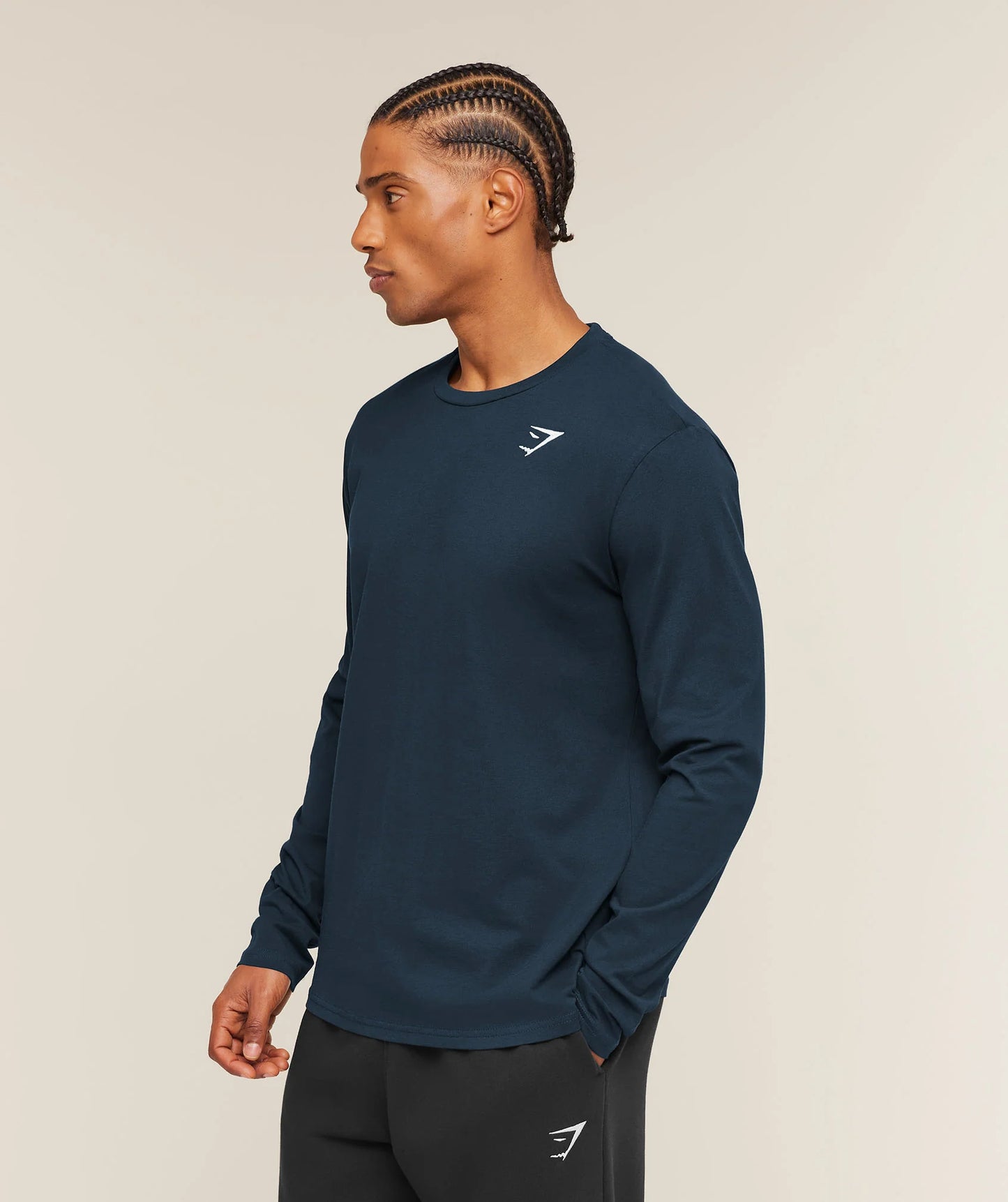 GYMSHARK Crest Long Sleeve T-Shirt Navy