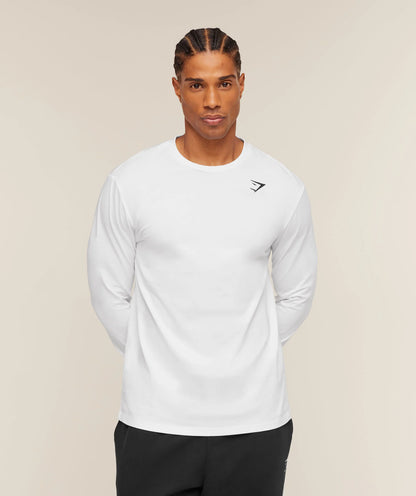 GYMSHARK Crest Long Sleeve T-Shirt White