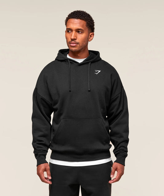 GYMSHARK Crest Oversized Hoodie Black — Gymshark | Authentic India
