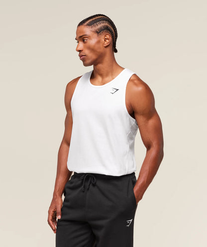 GYMSHARK Critical Tank slim fit white — GYMSHARK S | Authentic India