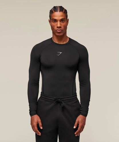 GYMSHARK Element Baselayer Long Sleeve T-Shirt Black — Gymshark | Authentic India