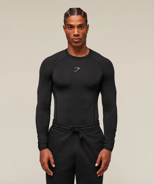 GYMSHARK Element Baselayer Long Sleeve T-Shirt Black — Gymshark | Authentic India