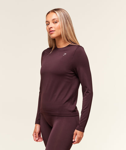 Women's Gymshark Everyday Seamless Long Sleeve Top Cherry Purple — Gymshark | Authentic India