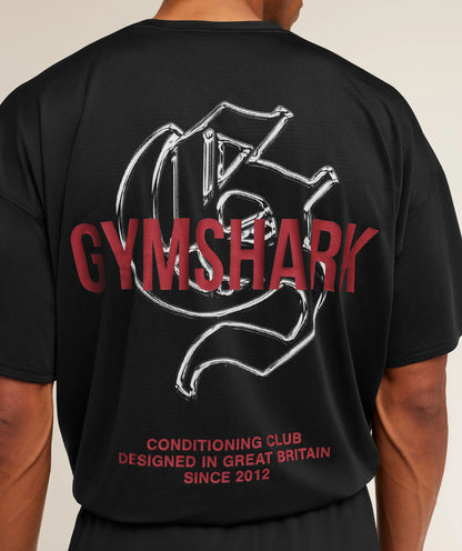 GYMSHARK Chrome Graphic T-Shirt Black