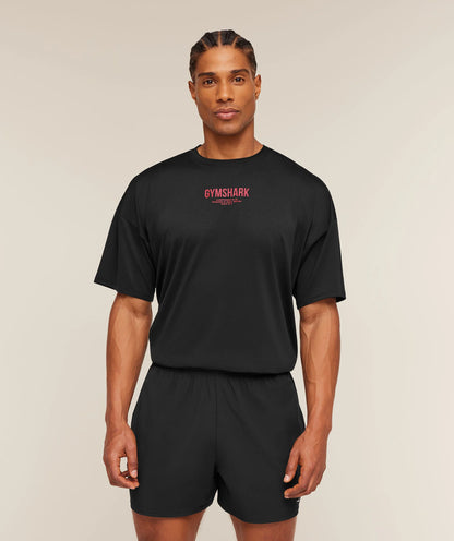 GYMSHARK Chrome Graphic T-Shirt Black