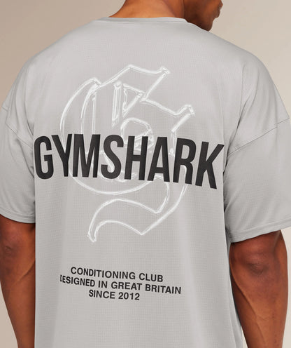 GYMSHARK Chrome Graphic T-Shirt Stratus Grey