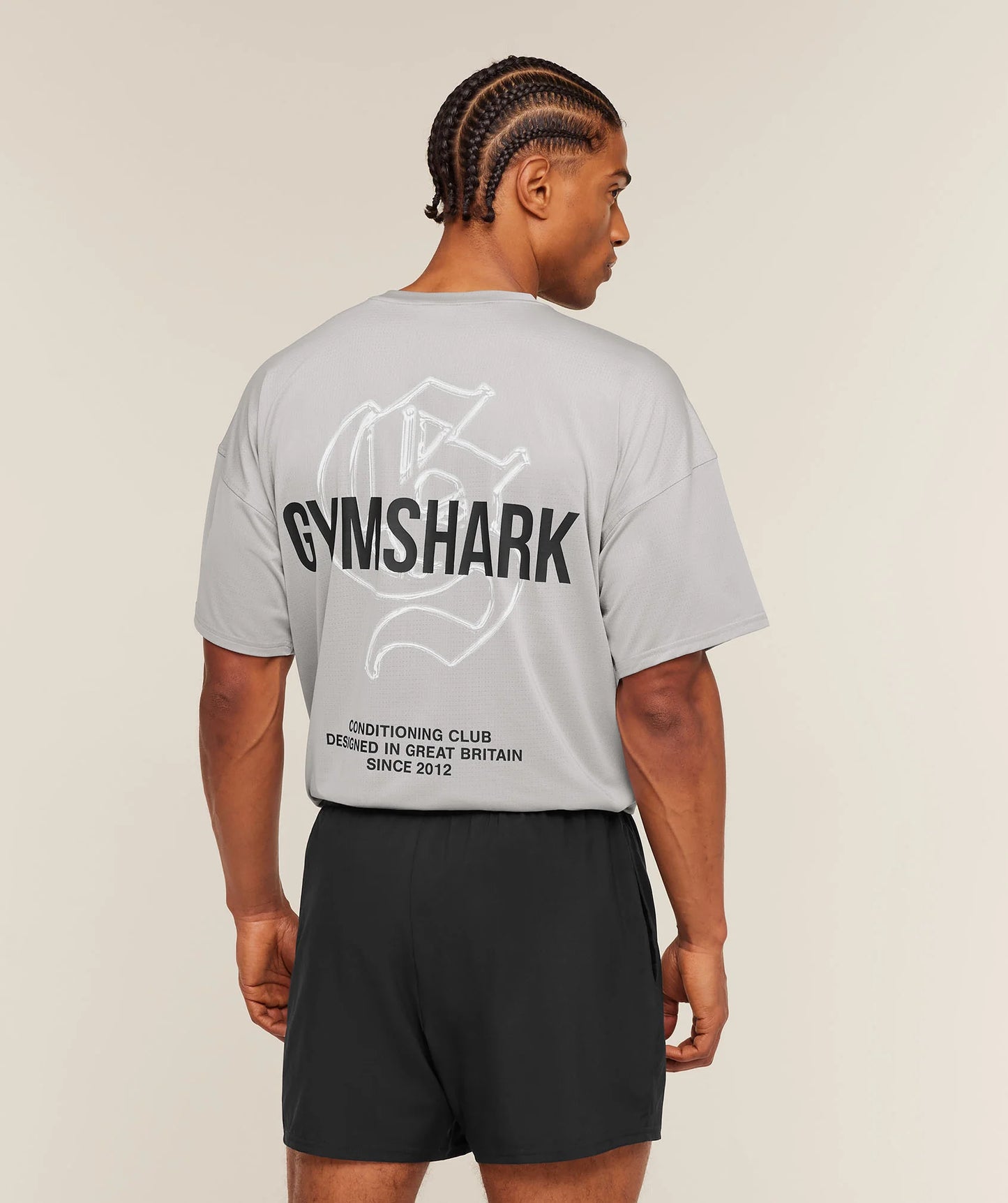 GYMSHARK Chrome Graphic T-Shirt Stratus Grey