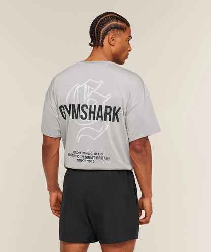 GYMSHARK Chrome Graphic T-Shirt Stratus Grey