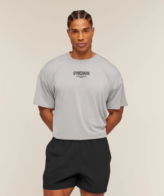 GYMSHARK Chrome Graphic T-Shirt Stratus Grey