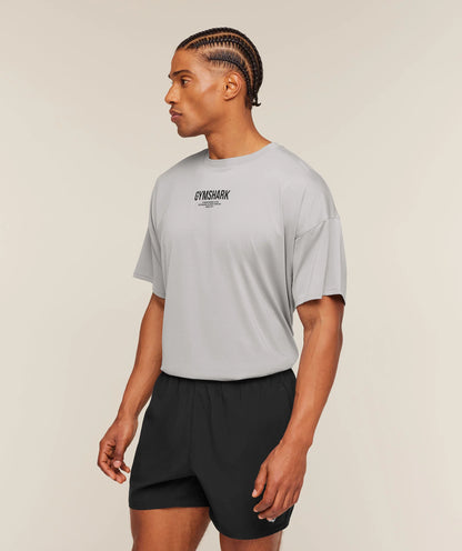 GYMSHARK Chrome Graphic T-Shirt Stratus Grey