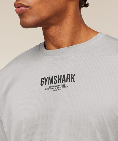 GYMSHARK Chrome Graphic T-Shirt Stratus Grey