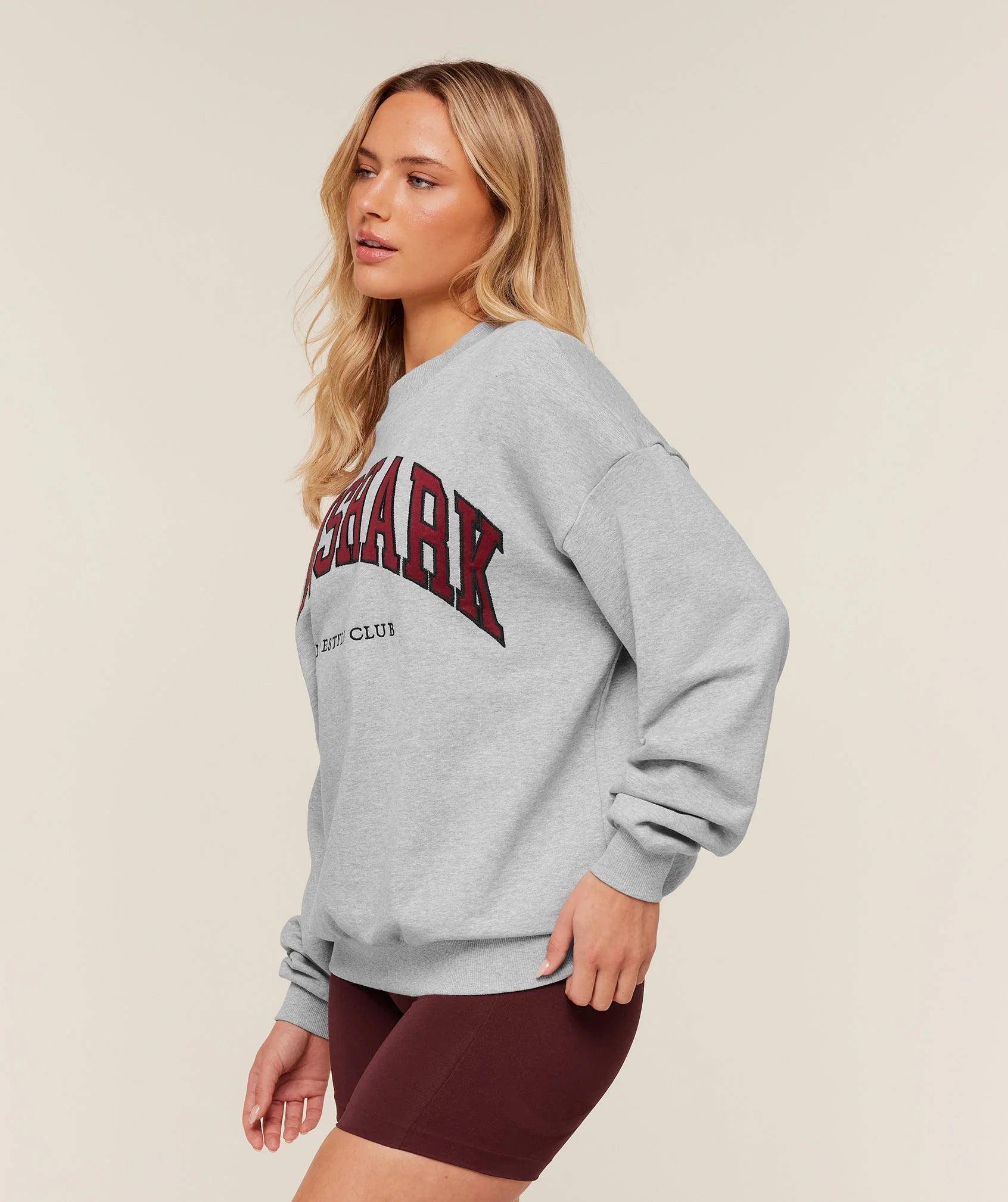 GYMSHARK Collegiate Graphic Crew Neck Pullover Grey — Gymshark | Authentic India