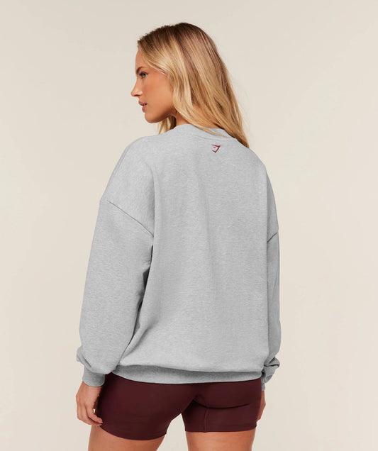 GYMSHARK Collegiate Graphic Crew Neck Pullover Grey — Gymshark | Authentic India