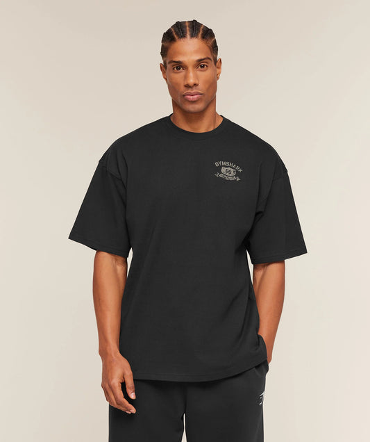GYMSHARK Shield Graphic T-Shirt Black