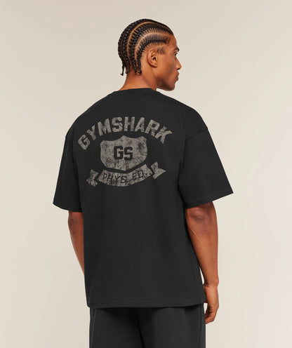 GYMSHARK Shield Graphic T-Shirt Black
