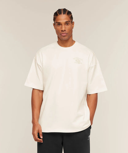 GYMSHARK Shield Graphic T-Shirt Soft White