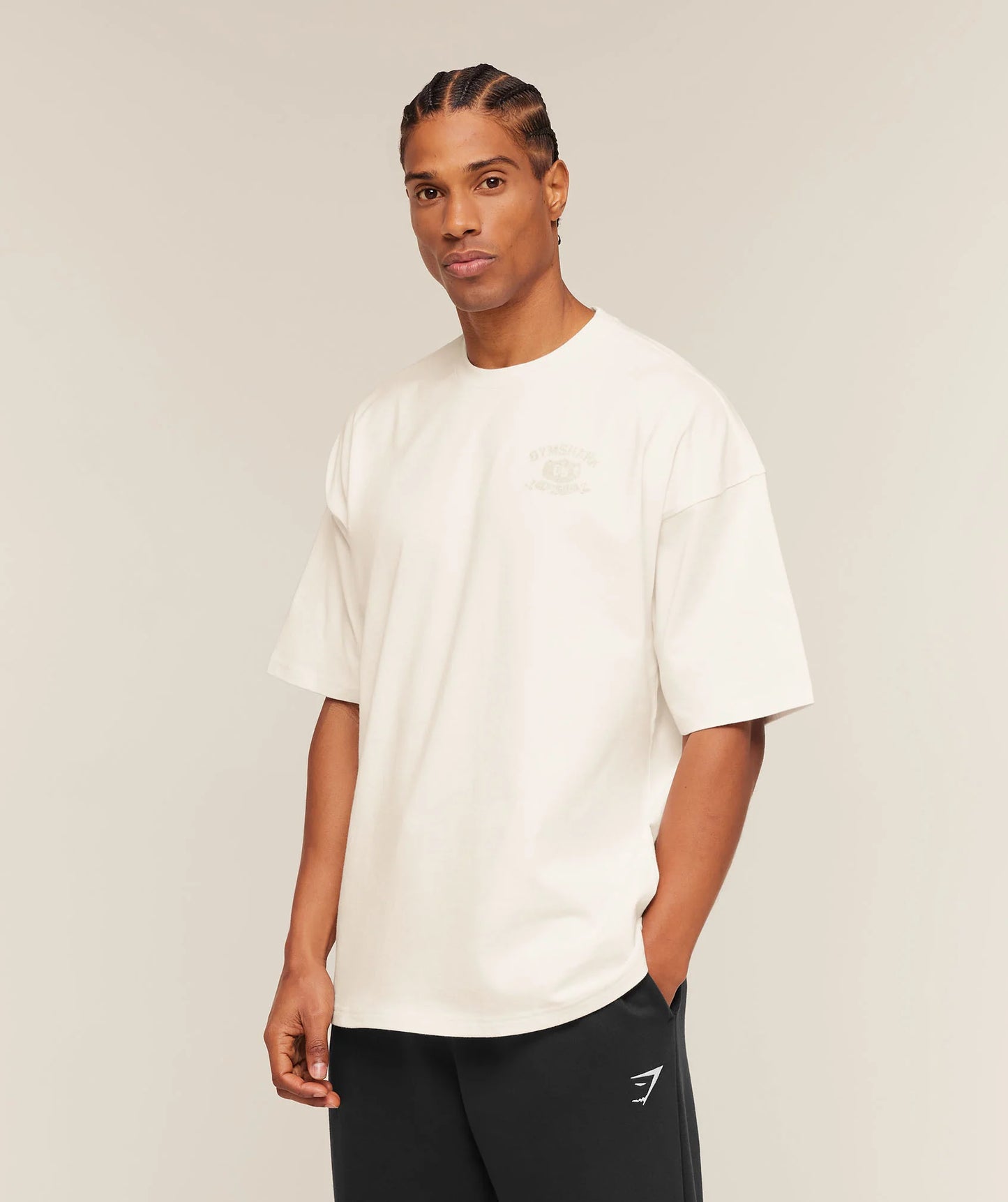 GYMSHARK Shield Graphic T-Shirt Soft White
