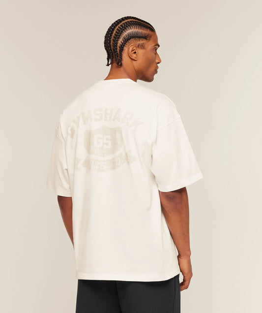 GYMSHARK Shield Graphic T-Shirt Soft White