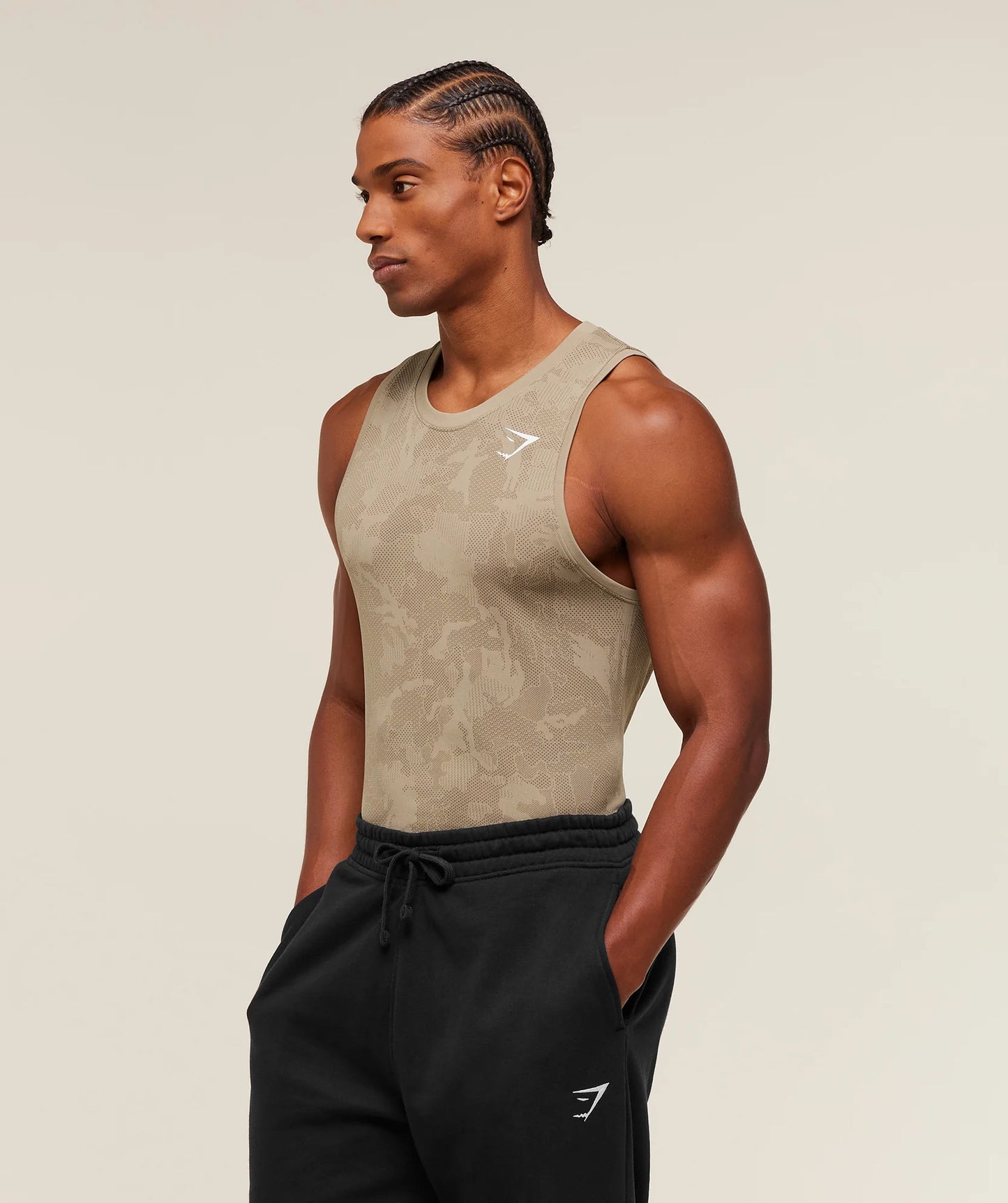 GYMSHARK Geo Seamless Tank Soul Brown