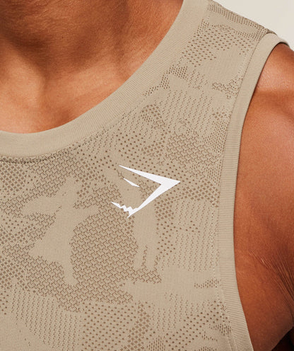 GYMSHARK Geo Seamless Tank Soul Brown