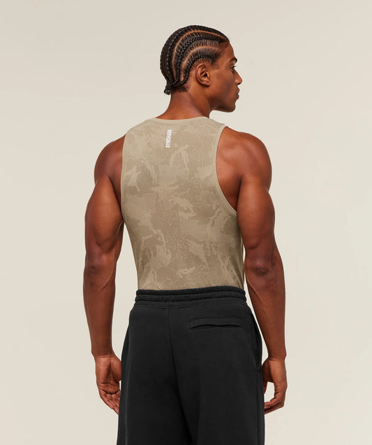 GYMSHARK Geo Seamless Tank Soul Brown