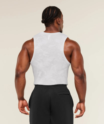GYMSHARK Geo Seamless Tank White/Light Grey — GYMSHARK S | Authentic India