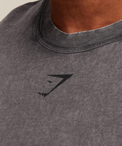GYMSHARK Heritage Washed T-Shirt Onyx Grey — GYMSHARK S | Authentic India