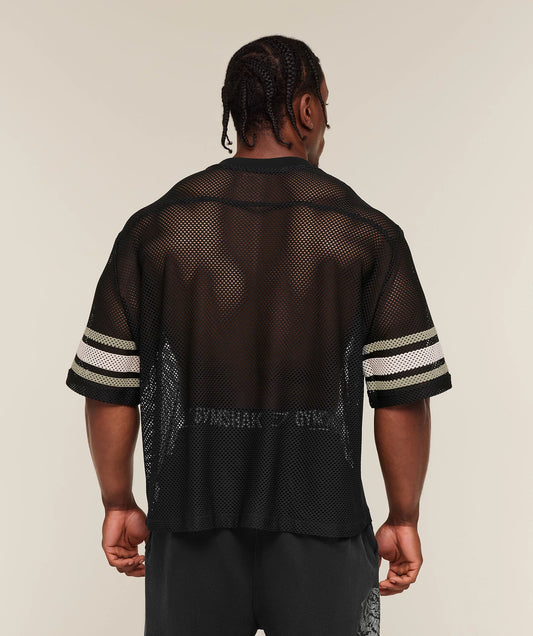 GYMSHARK Collective Mesh Contrast Jersey Black