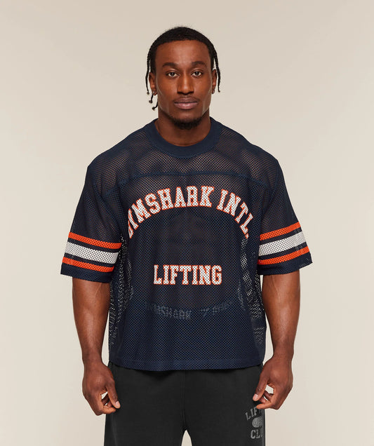 GYMSHARK Collective Mesh Contrast Jersey Heavy Blue