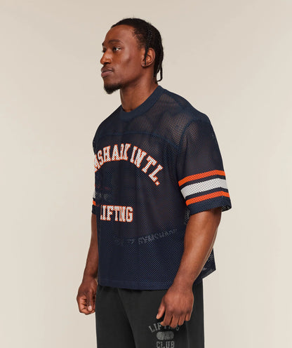 GYMSHARK Collective Mesh Contrast Jersey Heavy Blue