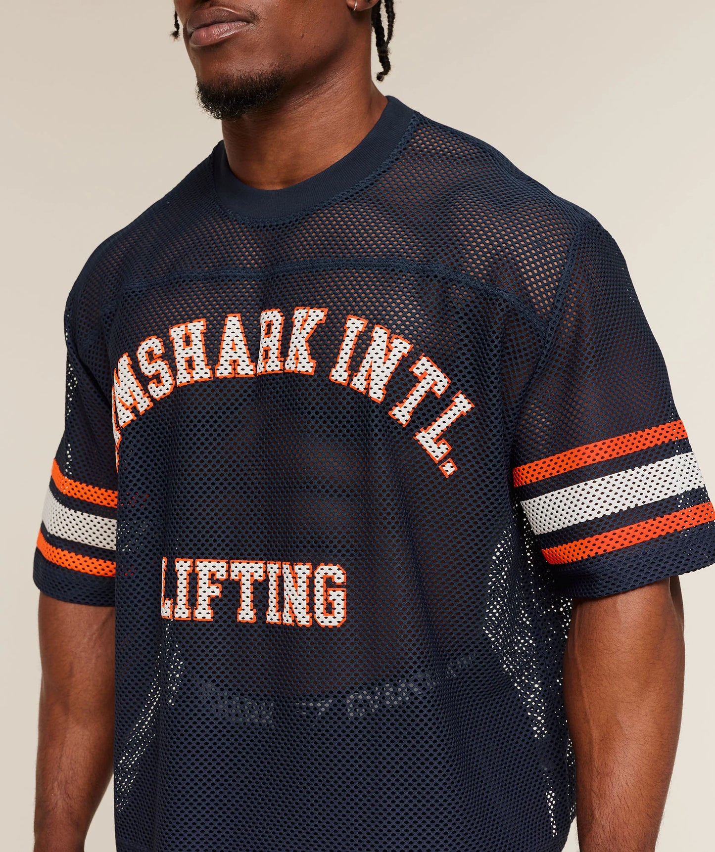 GYMSHARK Collective Mesh Contrast Jersey Heavy Blue