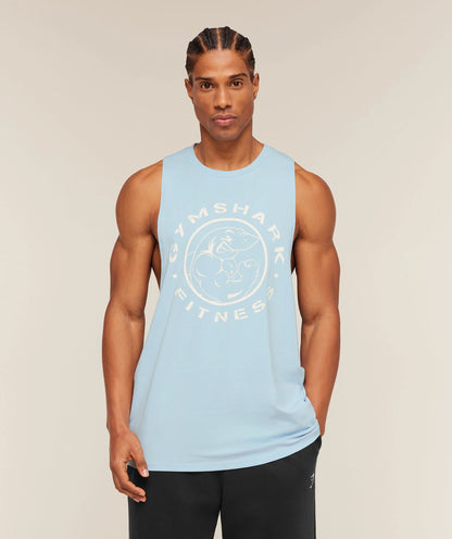 GYMSHARK Legacy Drop Arm Tank Chilled Blue
