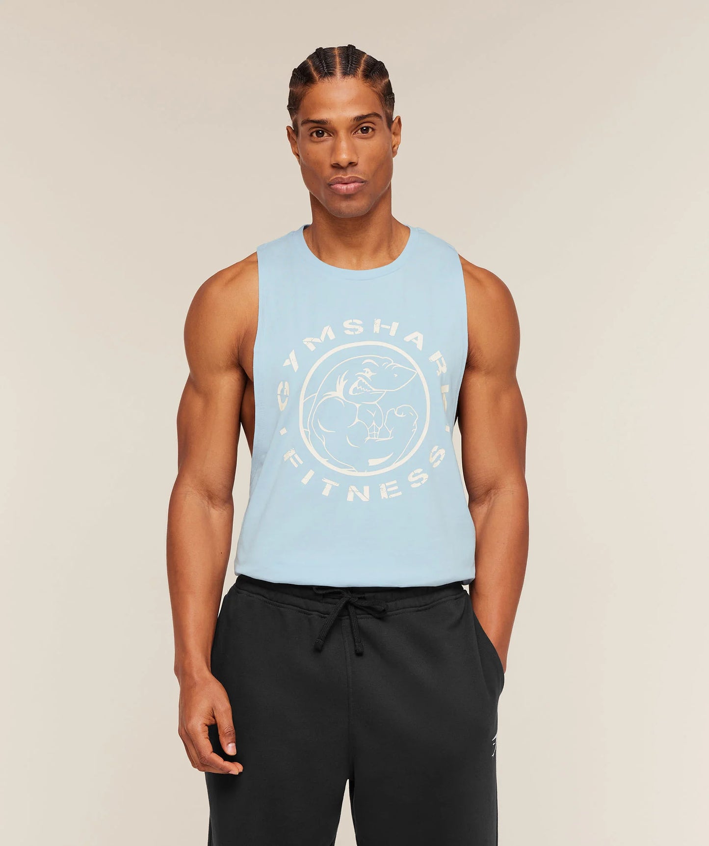 GYMSHARK Legacy Drop Arm Tank Chilled Blue