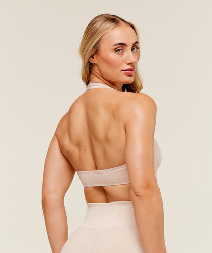 Women's Gymshark Adapt Fleck X Whitney Halterneck Sports Bra Coconut White — Gymshark | Authentic India